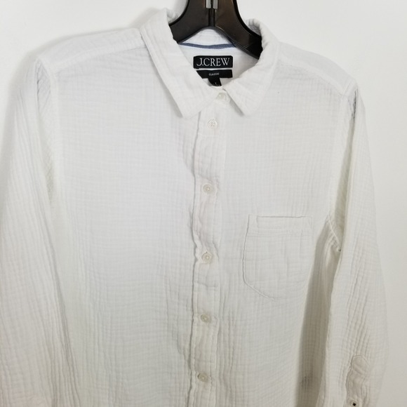 J.Crew Garçon Classic Double-gauze Shirt Sz 8 Women White Button Up Classic - Picture 3 of 8
